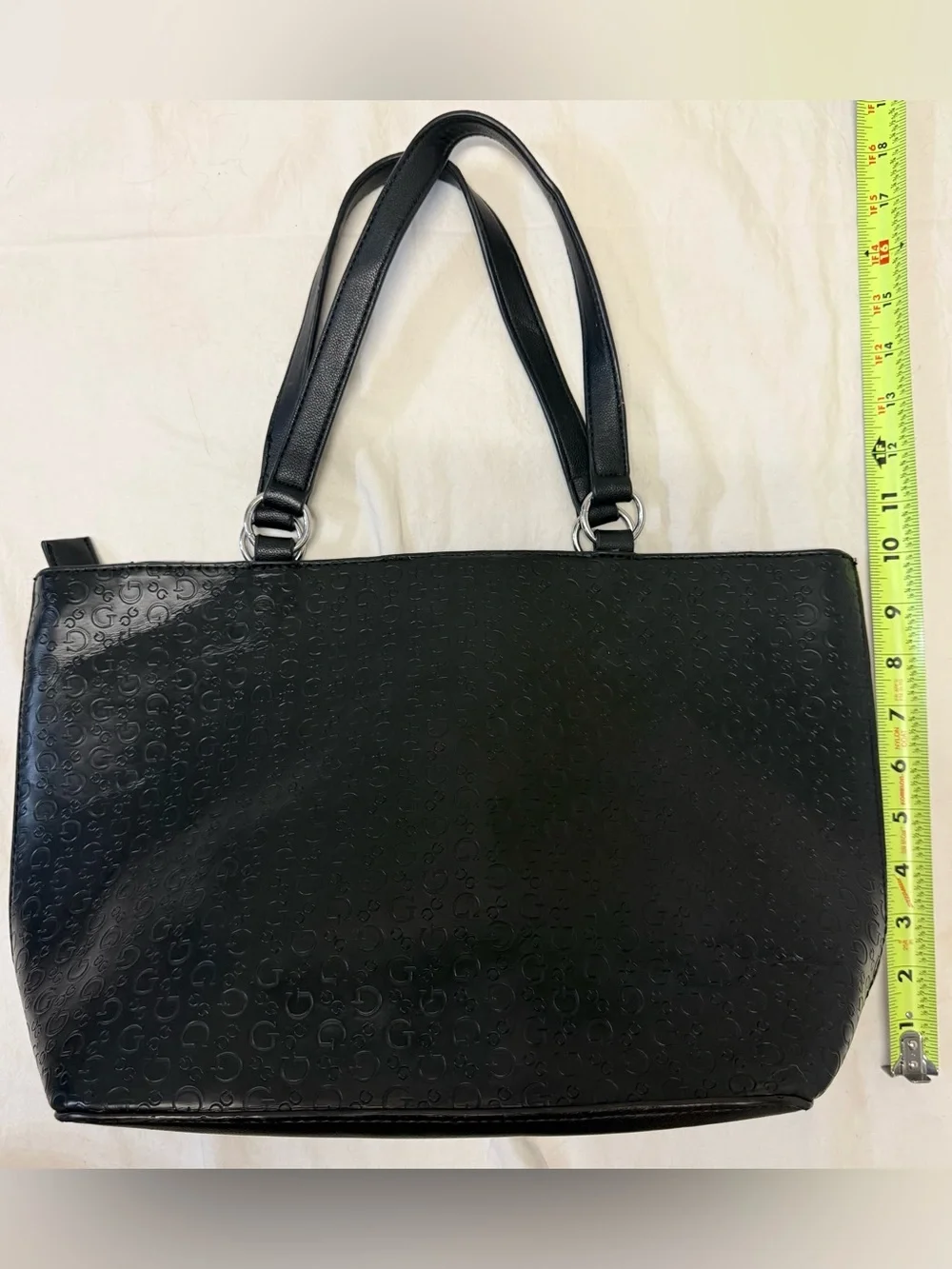 GUESS Black Monogram Debossed Tote Bag - Great Condition